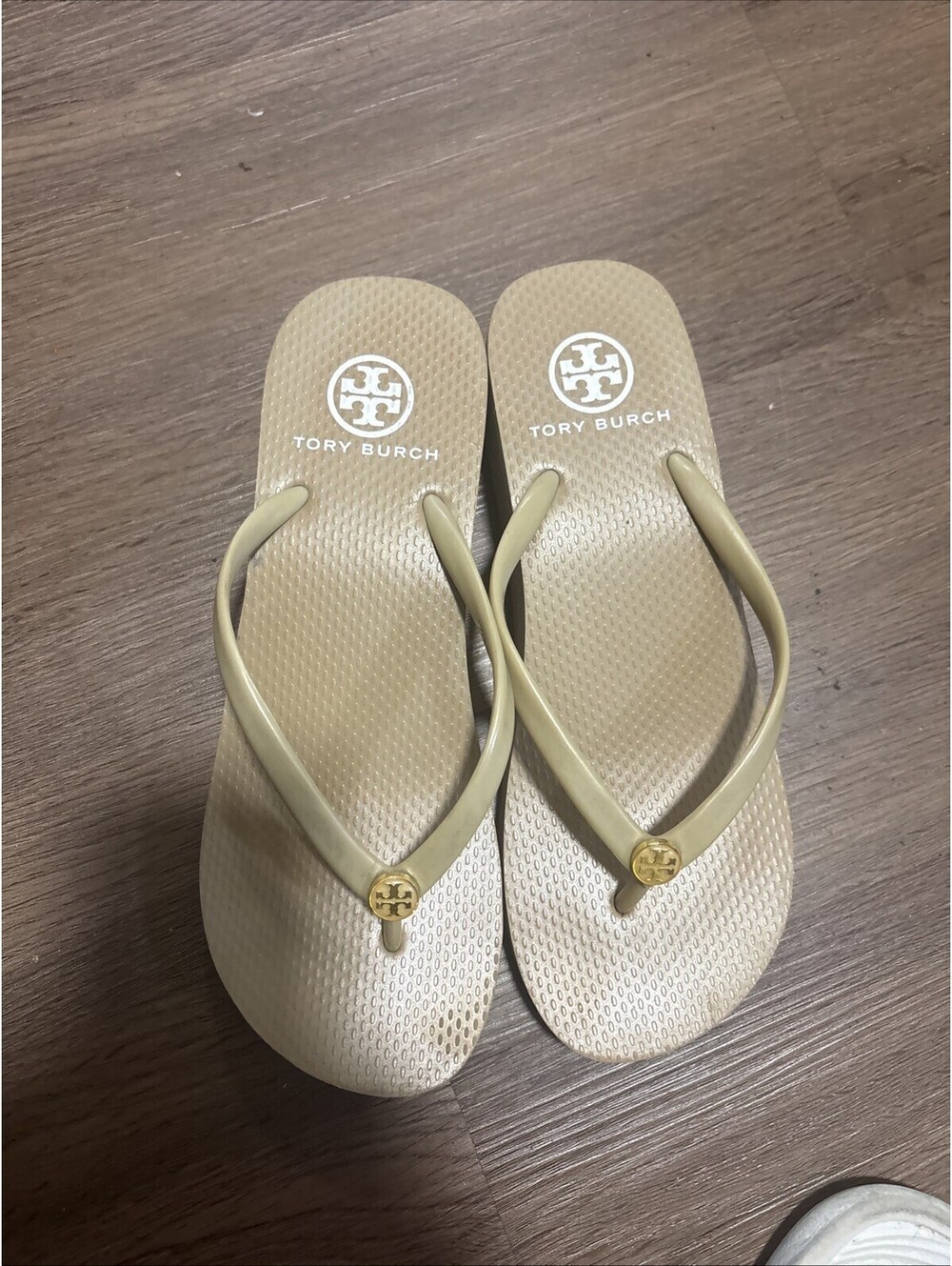 Tory Burch Women's Thong Flip Flops Sandals Red/White, Size 9, Beach Cruise